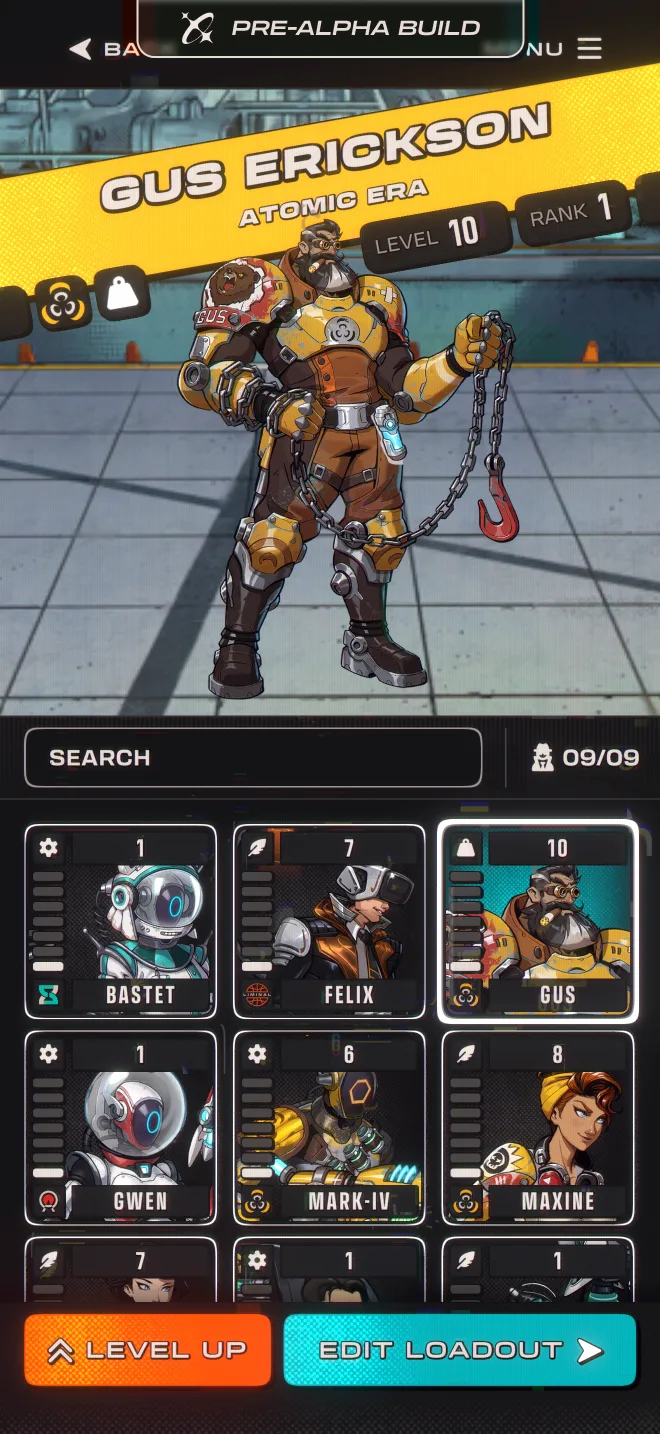 Character roster screen
